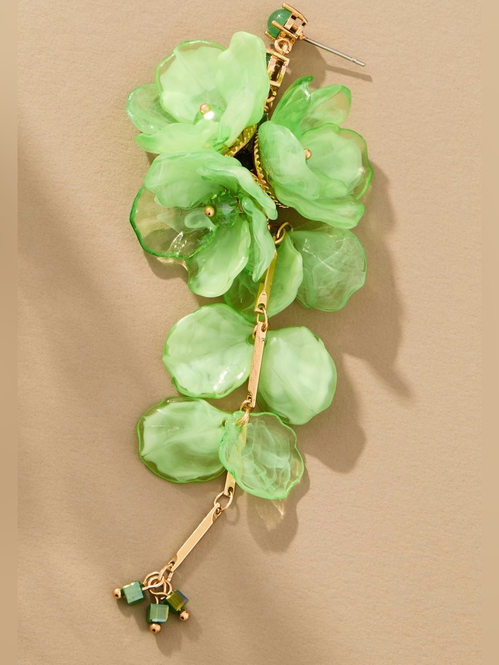 Anthropologie Light Green Blossom Drop Drop Earrings
